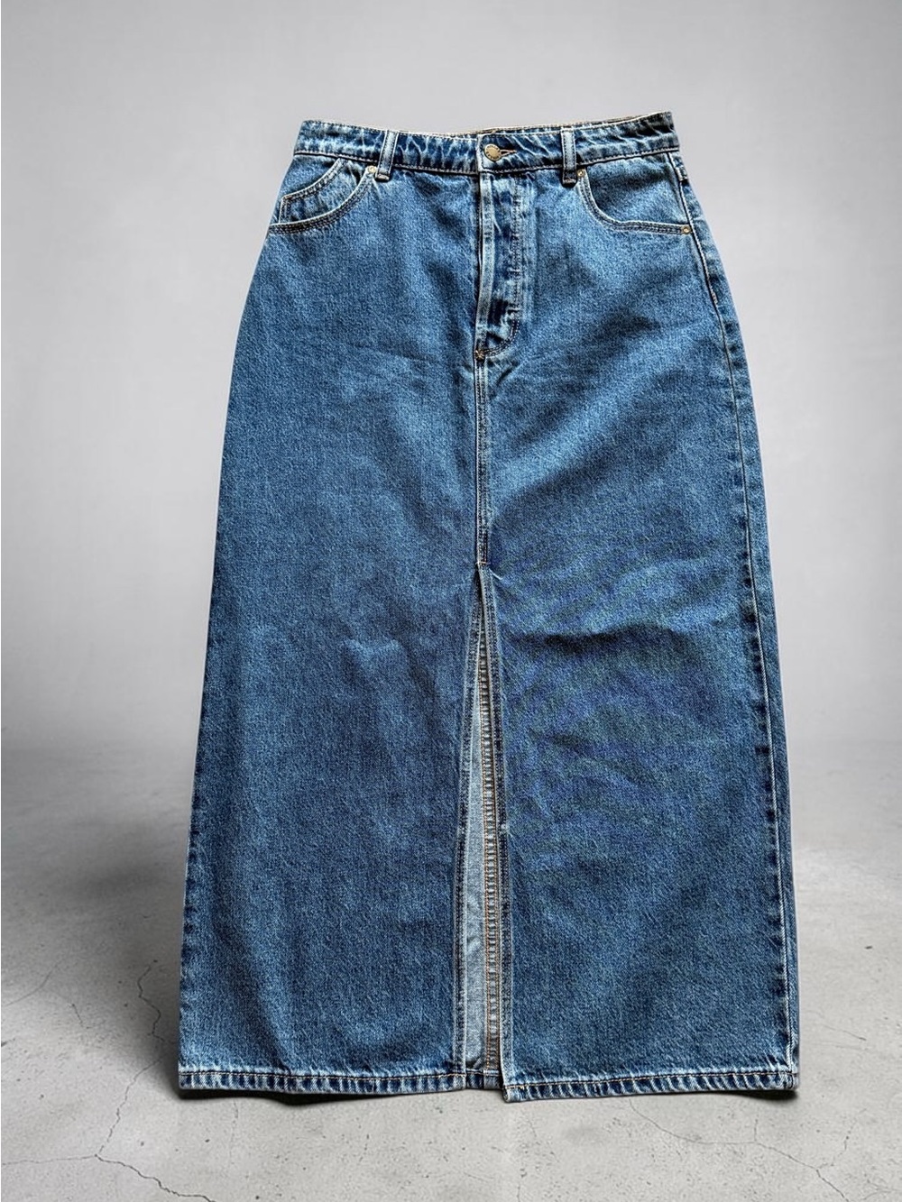 ROLLA'S Blue Denim Maxi Skirt with Front Slit